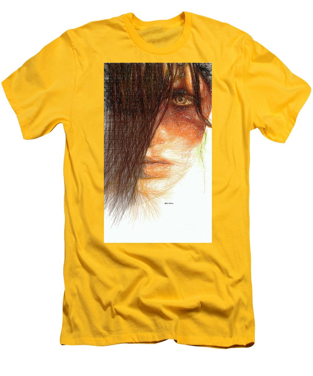 T-shirt pour homme (coupe ajustée) - Portrait en studio au crayon 215