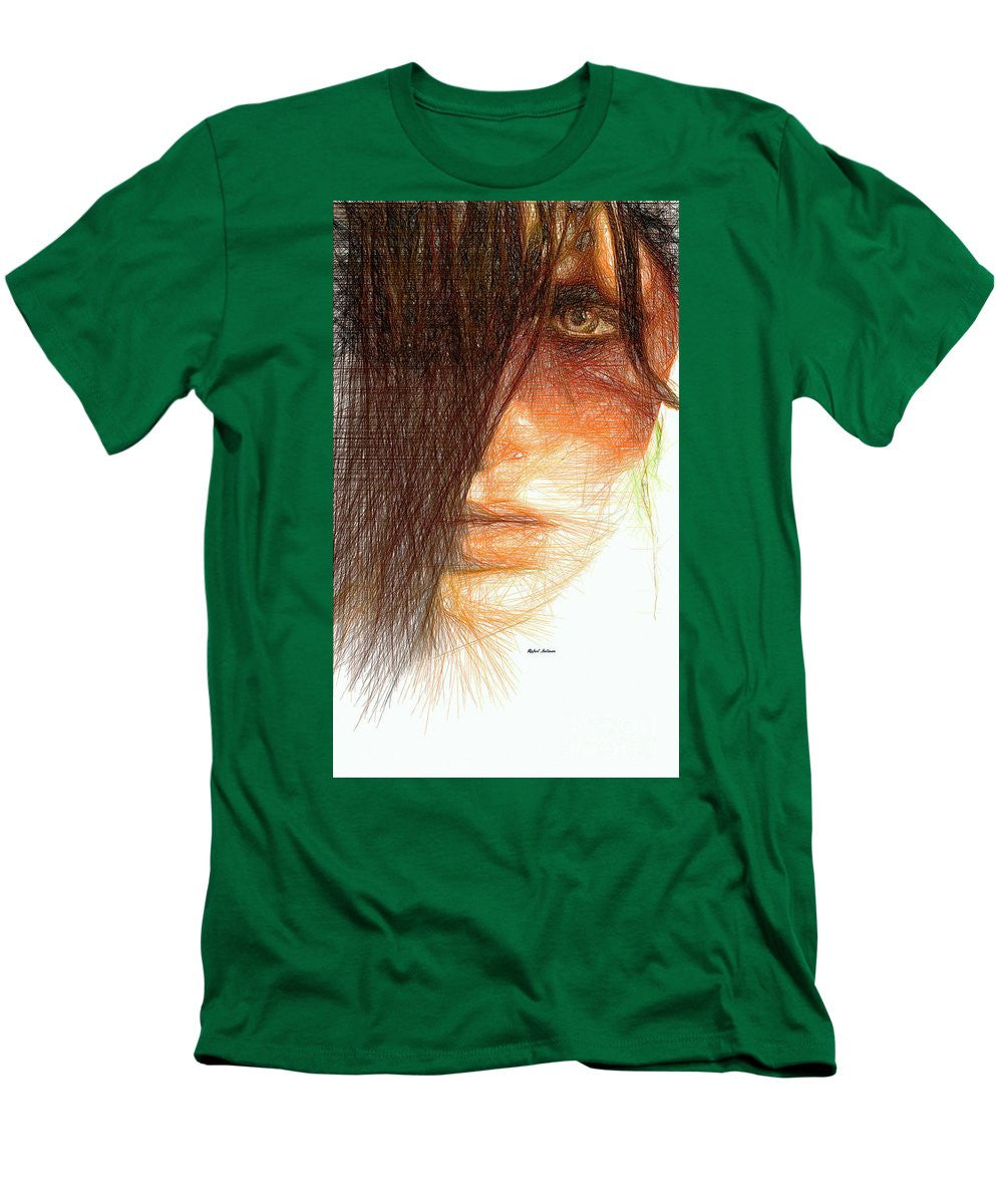 T-shirt pour homme (coupe ajustée) - Portrait en studio au crayon 215