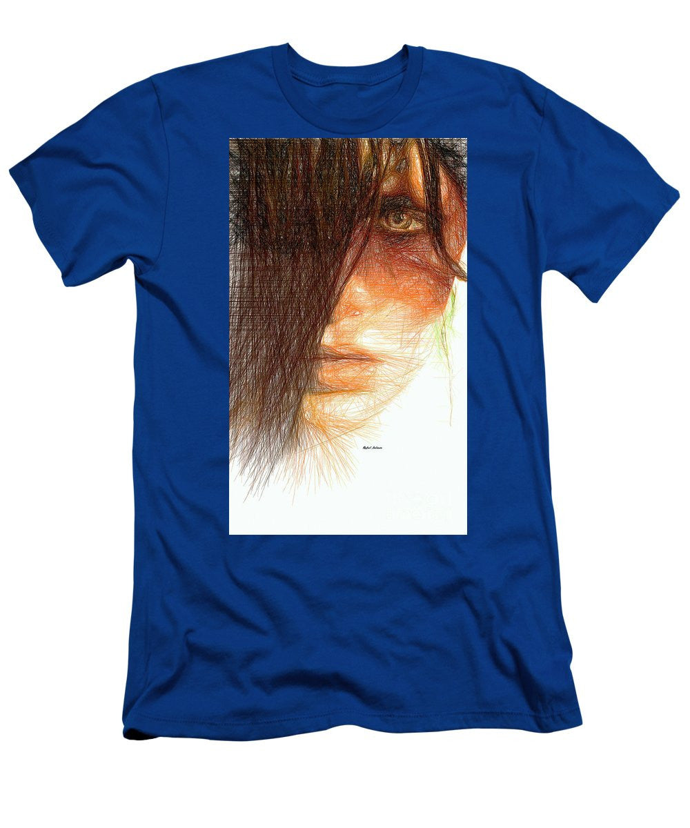 T-shirt pour homme (coupe ajustée) - Portrait en studio au crayon 215