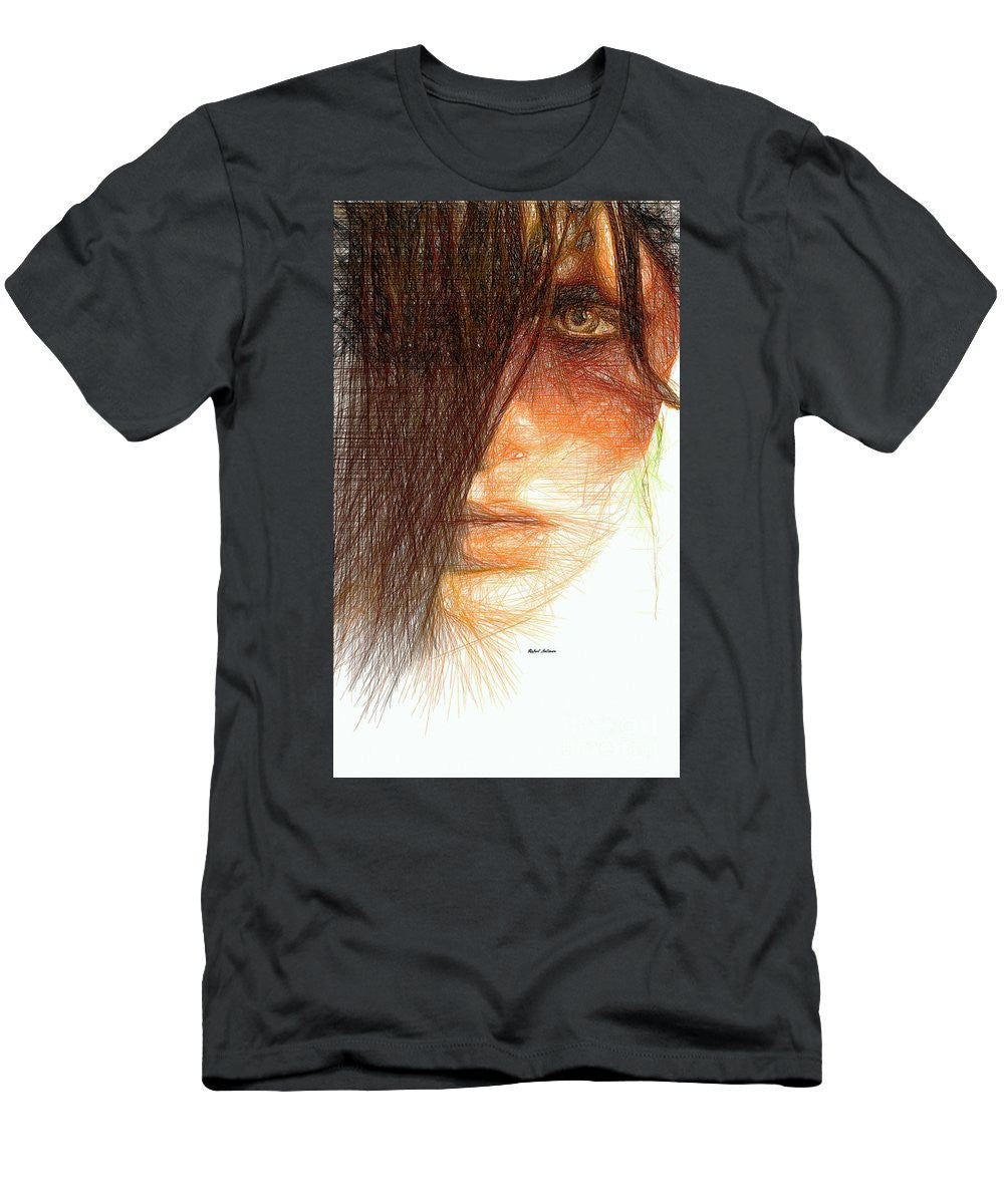 T-shirt pour homme (coupe ajustée) - Portrait en studio au crayon 215