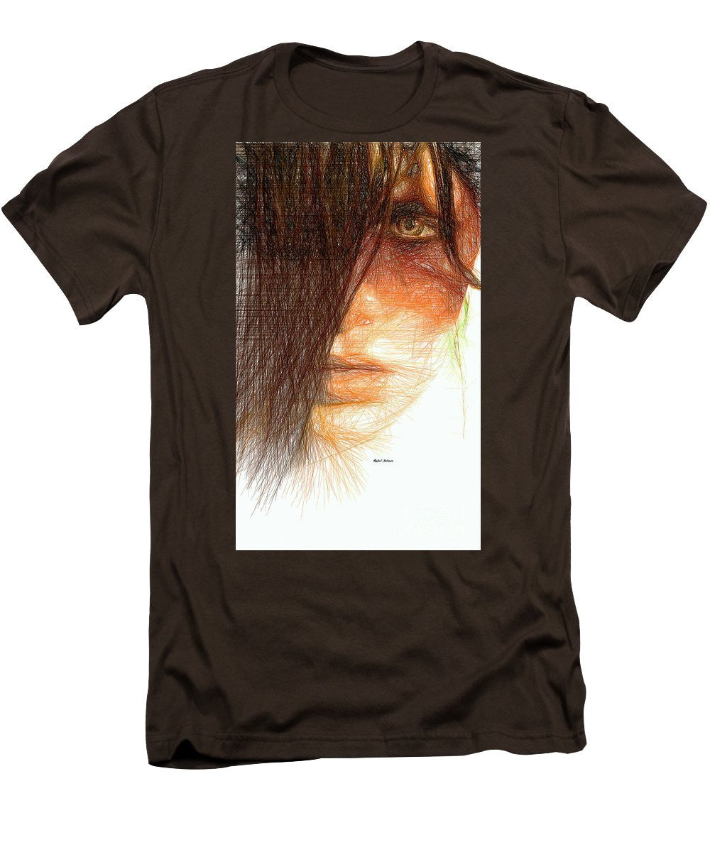 T-shirt pour homme (coupe ajustée) - Portrait en studio au crayon 215