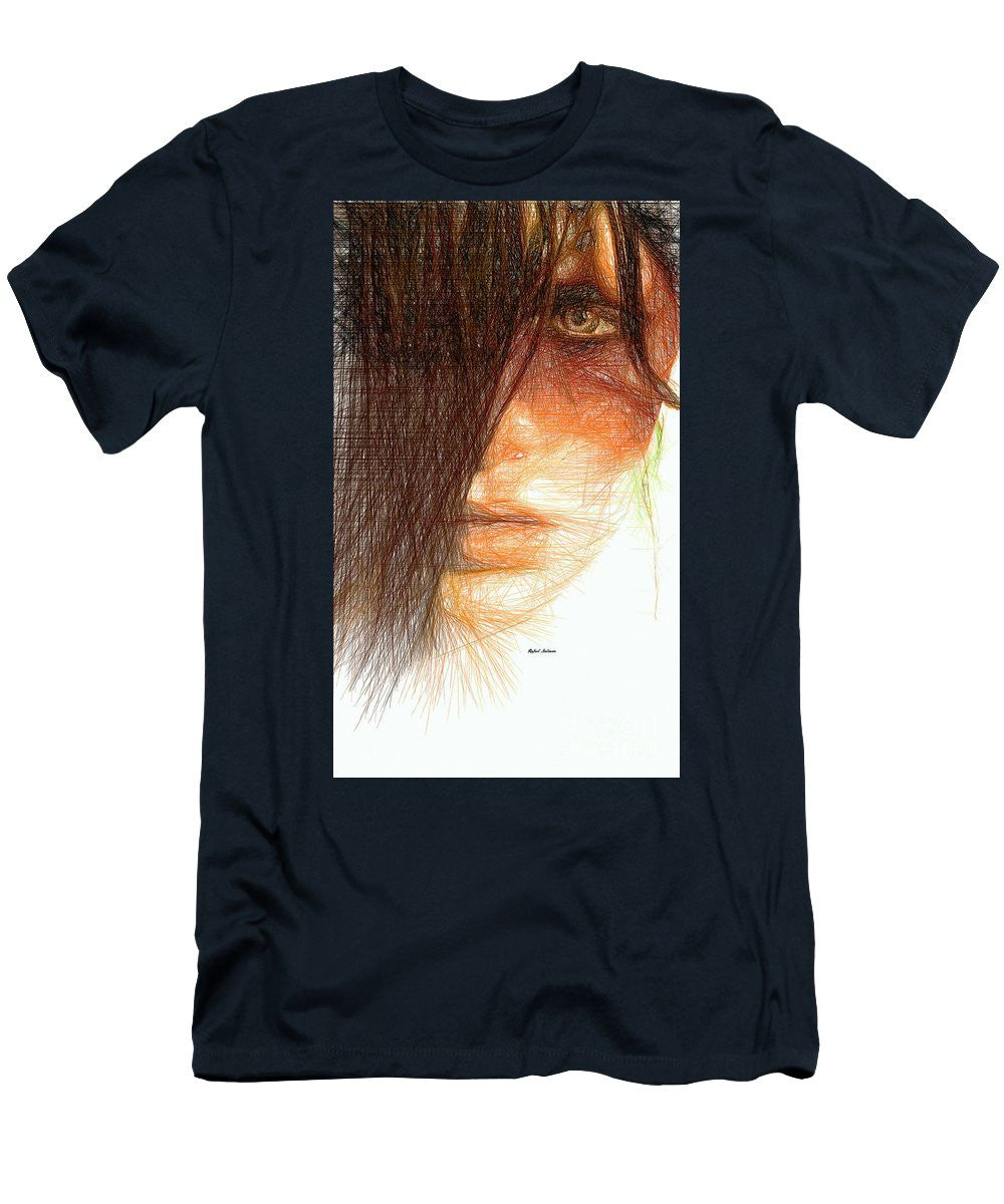 T-shirt pour homme (coupe ajustée) - Portrait en studio au crayon 215