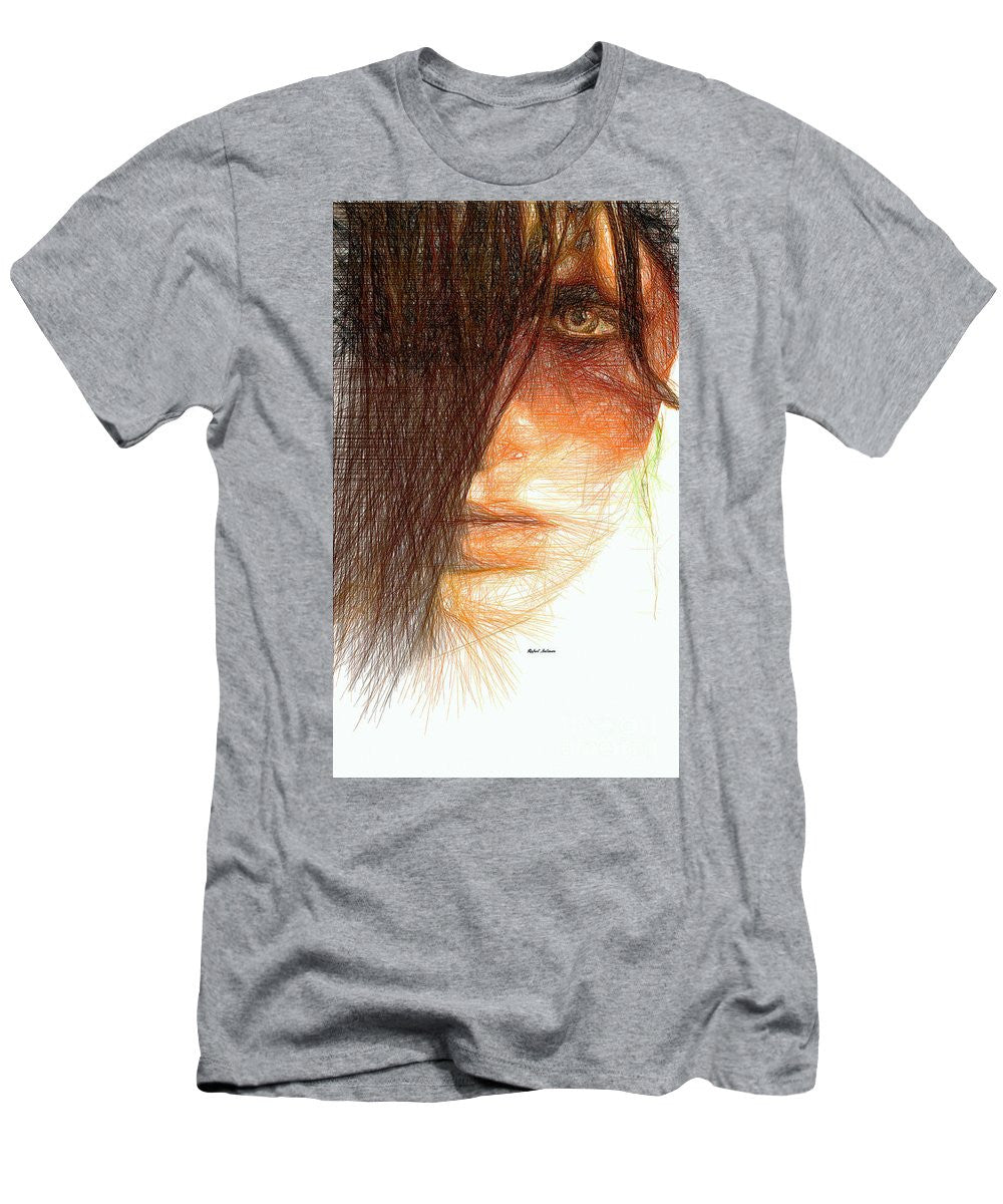 T-shirt pour homme (coupe ajustée) - Portrait en studio au crayon 215