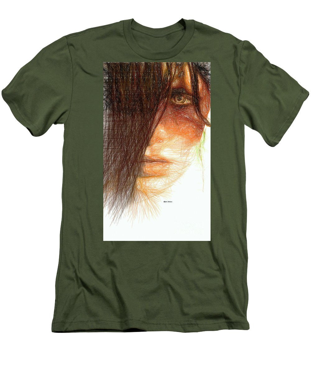 T-shirt pour homme (coupe ajustée) - Portrait en studio au crayon 215