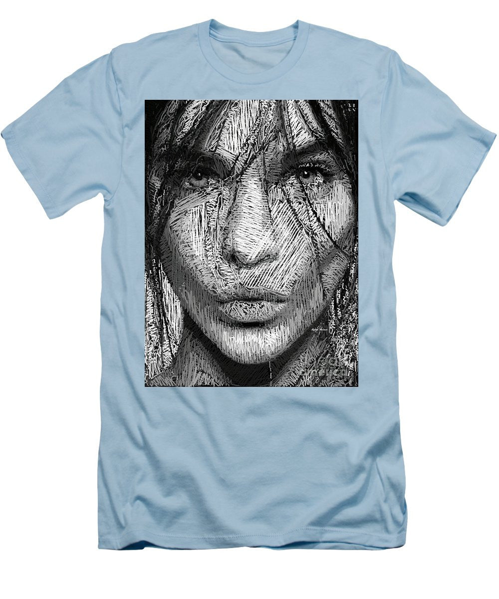 T-shirt pour homme (coupe ajustée) - Portrait en studio au crayon 36