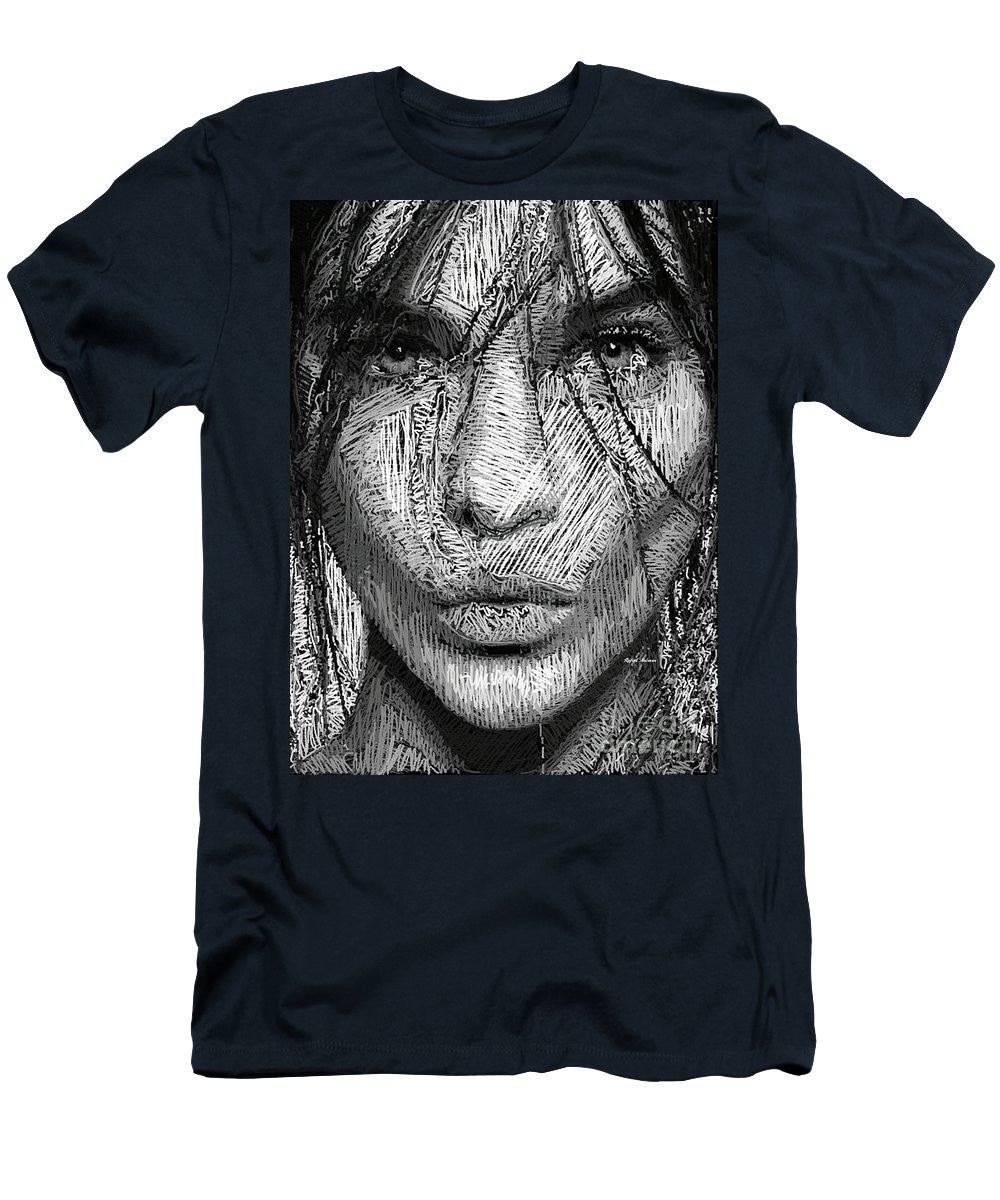 T-shirt pour homme (coupe ajustée) - Portrait en studio au crayon 36