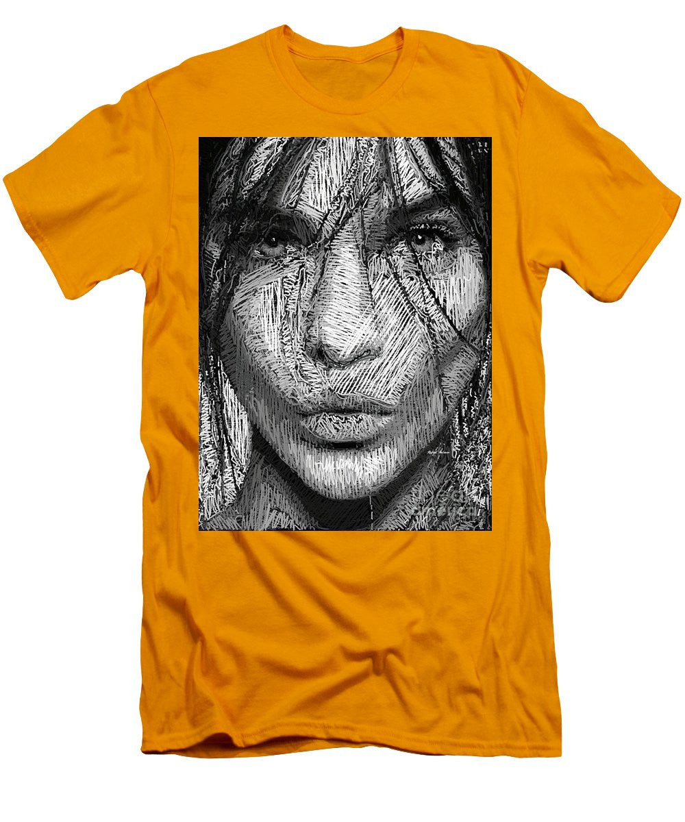 T-shirt pour homme (coupe ajustée) - Portrait en studio au crayon 36