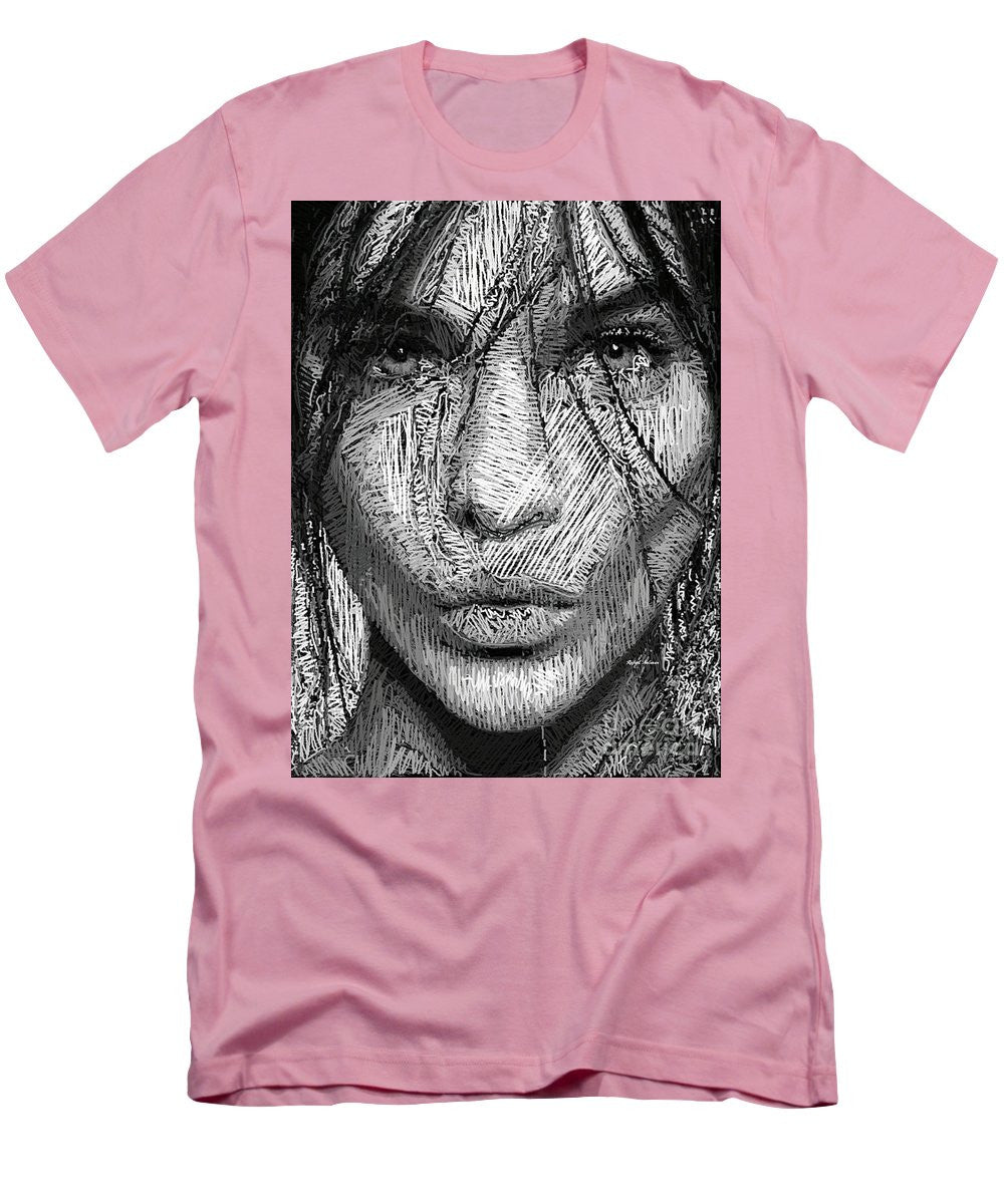 T-shirt pour homme (coupe ajustée) - Portrait en studio au crayon 36