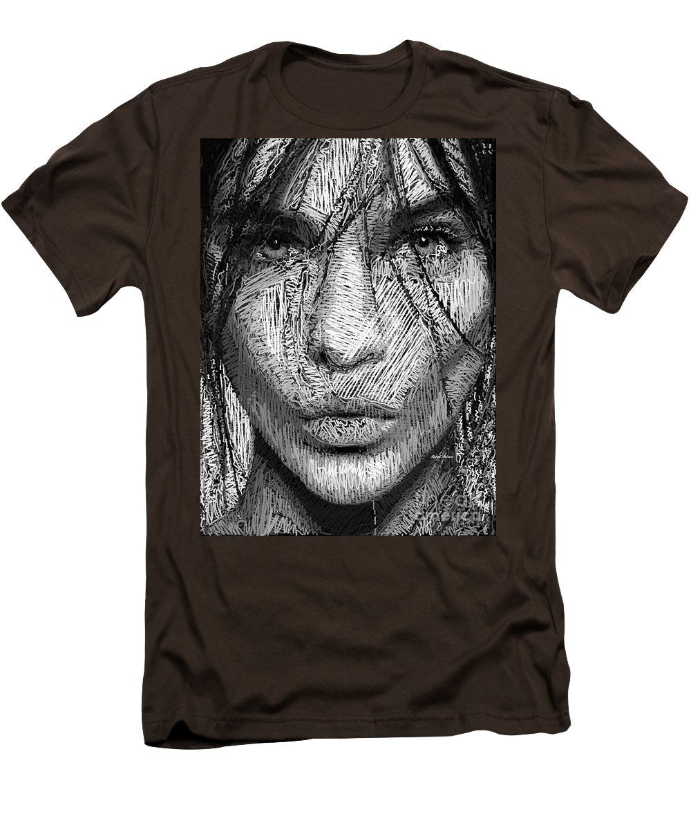 T-shirt pour homme (coupe ajustée) - Portrait en studio au crayon 36