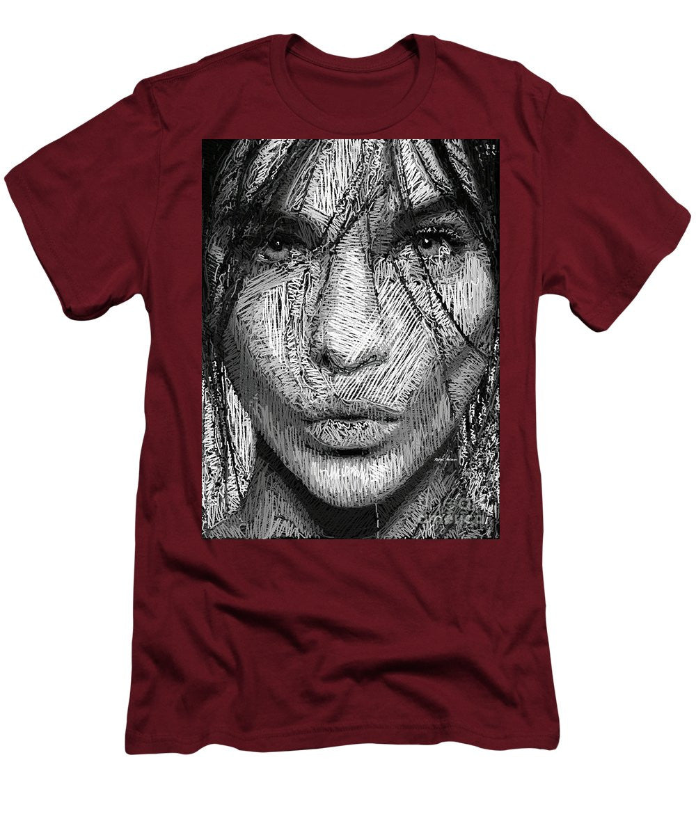 T-shirt pour homme (coupe ajustée) - Portrait en studio au crayon 36