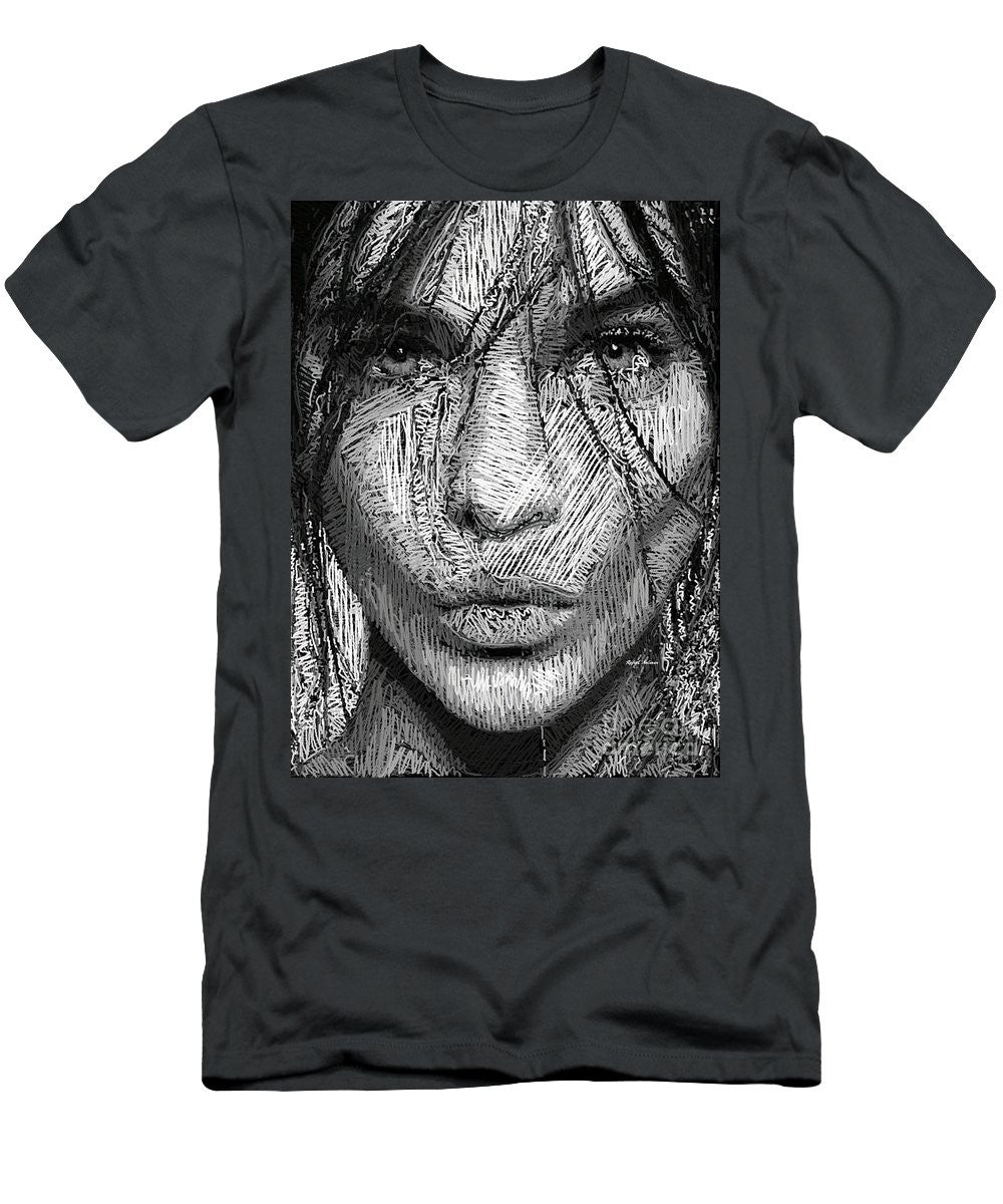 T-shirt pour homme (coupe ajustée) - Portrait en studio au crayon 36