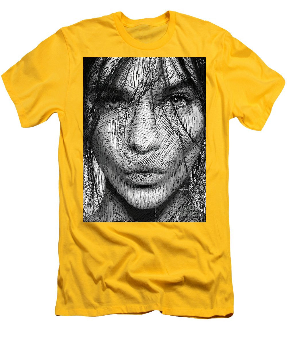 T-shirt pour homme (coupe ajustée) - Portrait en studio au crayon 36