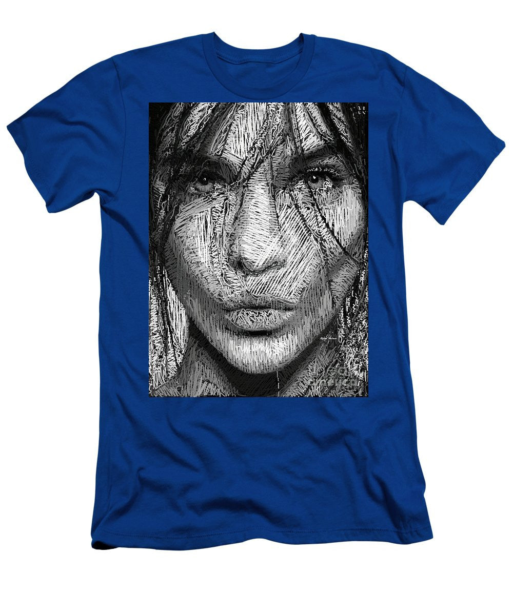 T-shirt pour homme (coupe ajustée) - Portrait en studio au crayon 36