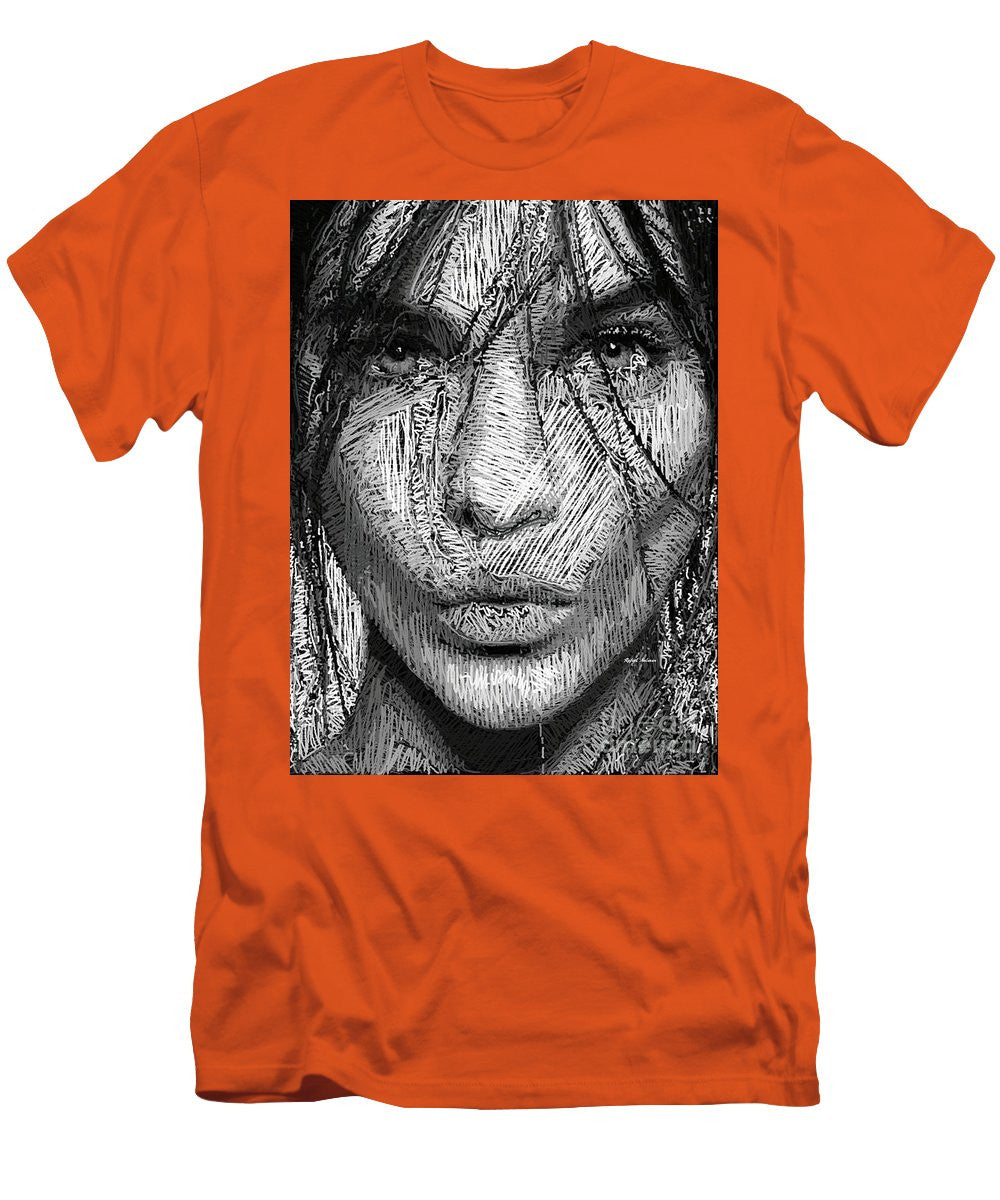 T-shirt pour homme (coupe ajustée) - Portrait en studio au crayon 36