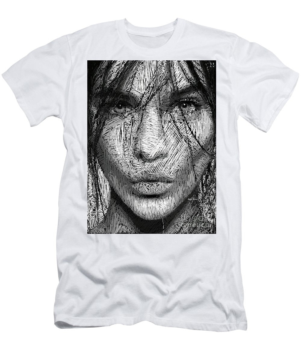 T-shirt pour homme (coupe ajustée) - Portrait en studio au crayon 36