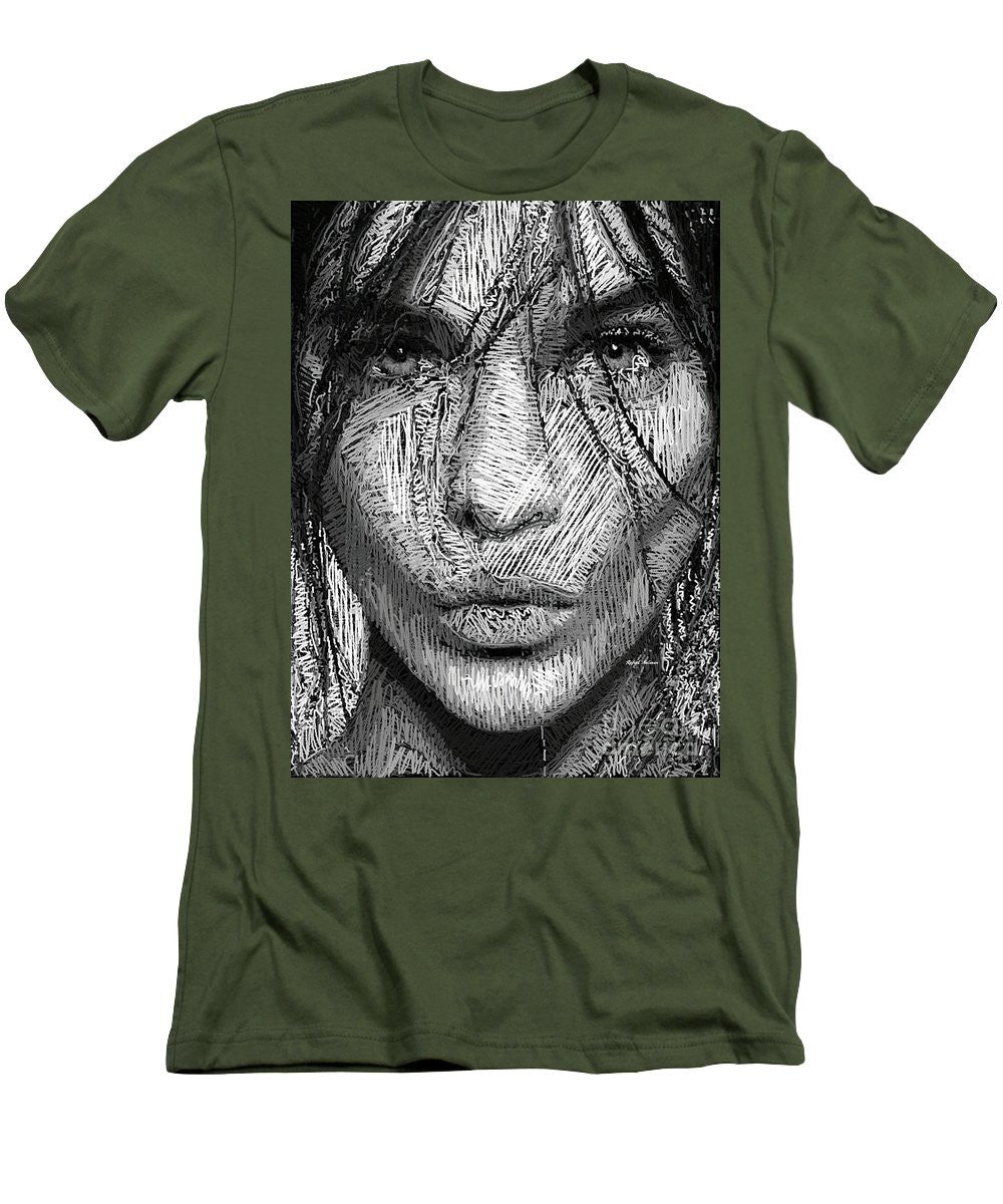 T-shirt pour homme (coupe ajustée) - Portrait en studio au crayon 36