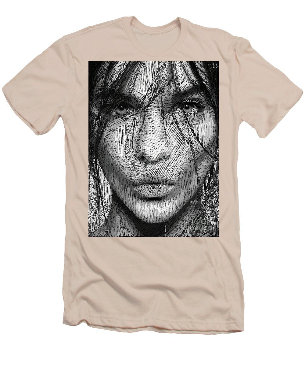 T-shirt pour homme (coupe ajustée) - Portrait en studio au crayon 36