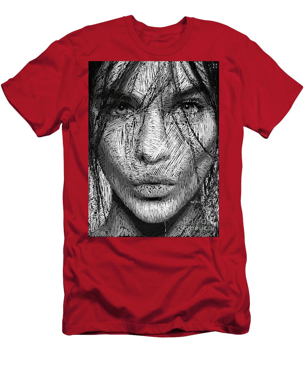 T-shirt pour homme (coupe ajustée) - Portrait en studio au crayon 36