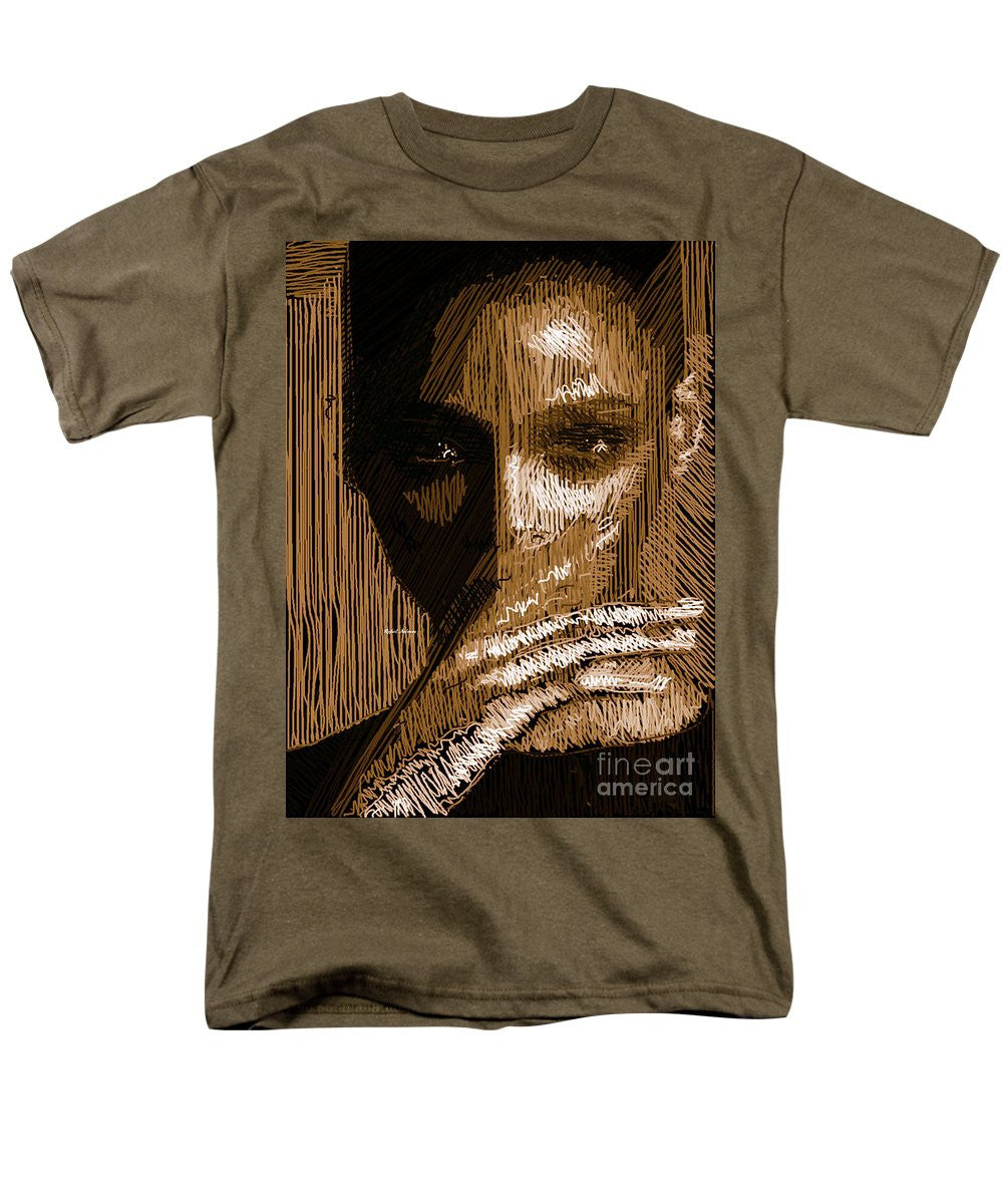 T-shirt pour homme (coupe standard) - Portrait en studio au crayon 37