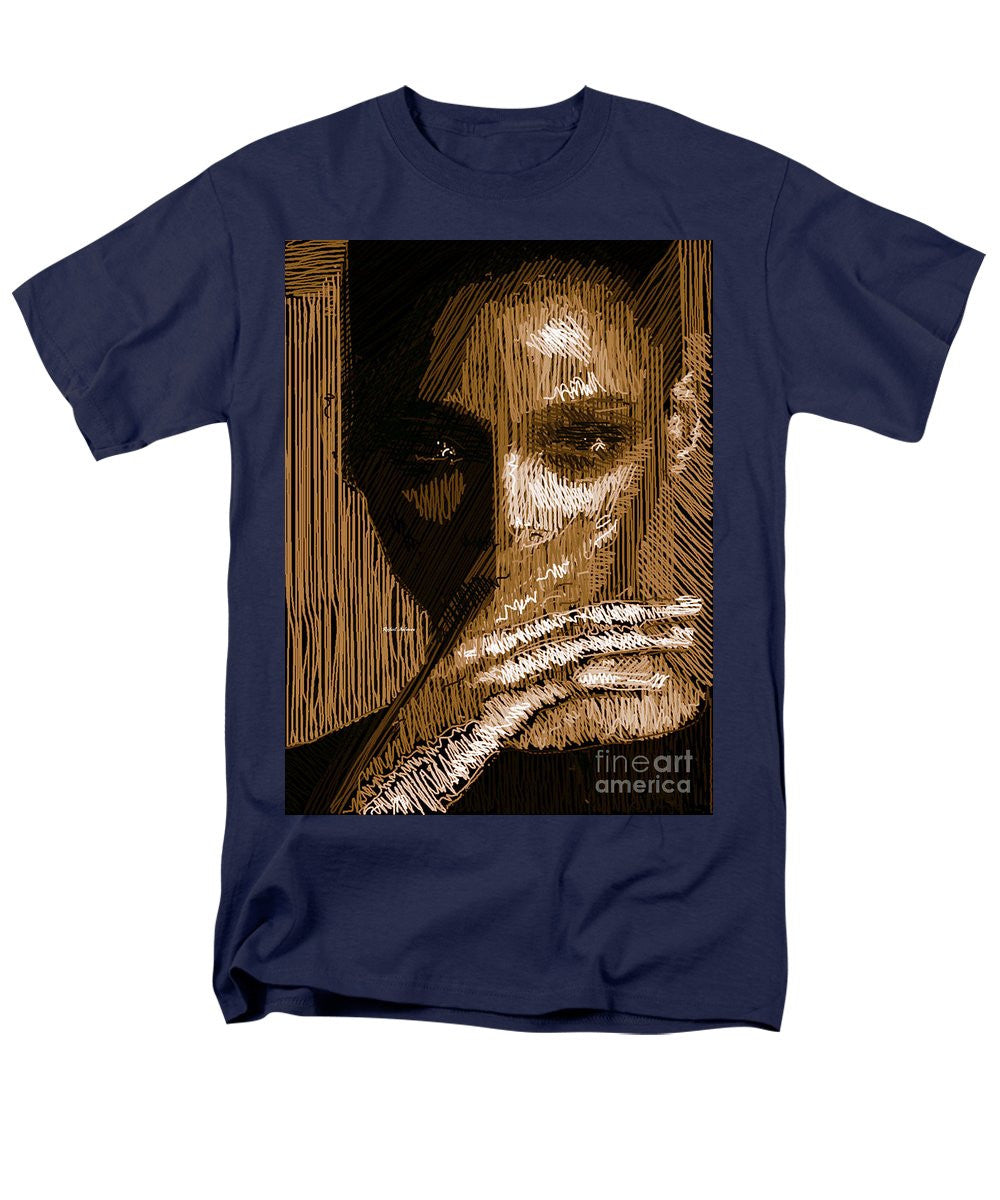 T-shirt pour homme (coupe standard) - Portrait en studio au crayon 37