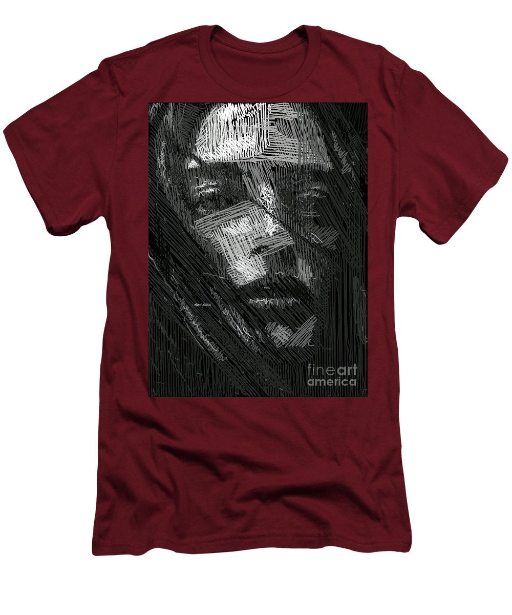 T-shirt pour homme (coupe ajustée) - Portrait en studio au crayon 38