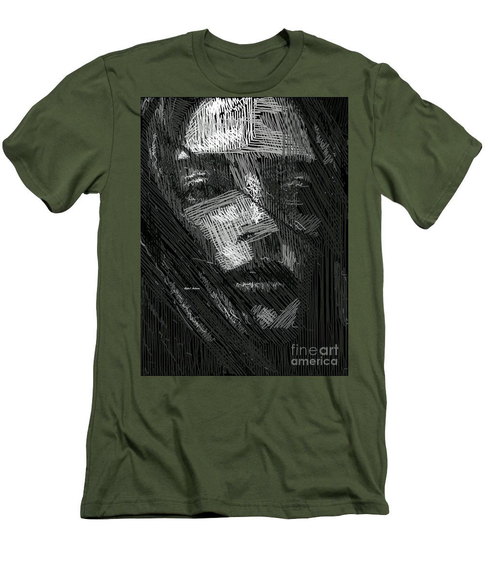 T-shirt pour homme (coupe ajustée) - Portrait en studio au crayon 38