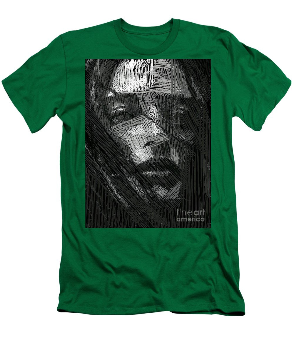 T-shirt pour homme (coupe ajustée) - Portrait en studio au crayon 38