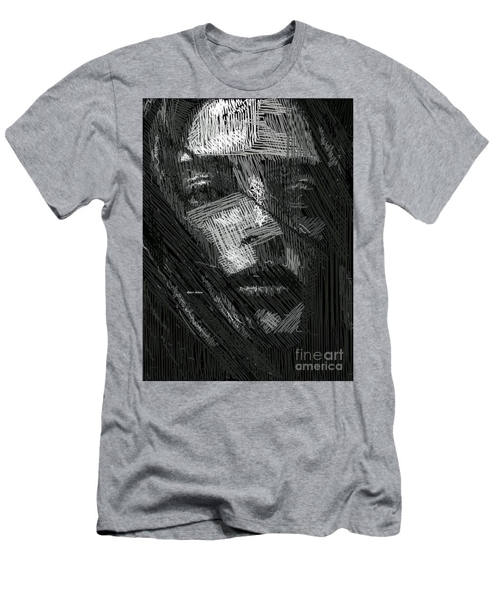 T-shirt pour homme (coupe ajustée) - Portrait en studio au crayon 38