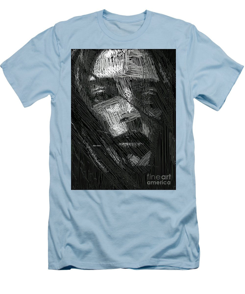 T-shirt pour homme (coupe ajustée) - Portrait en studio au crayon 38