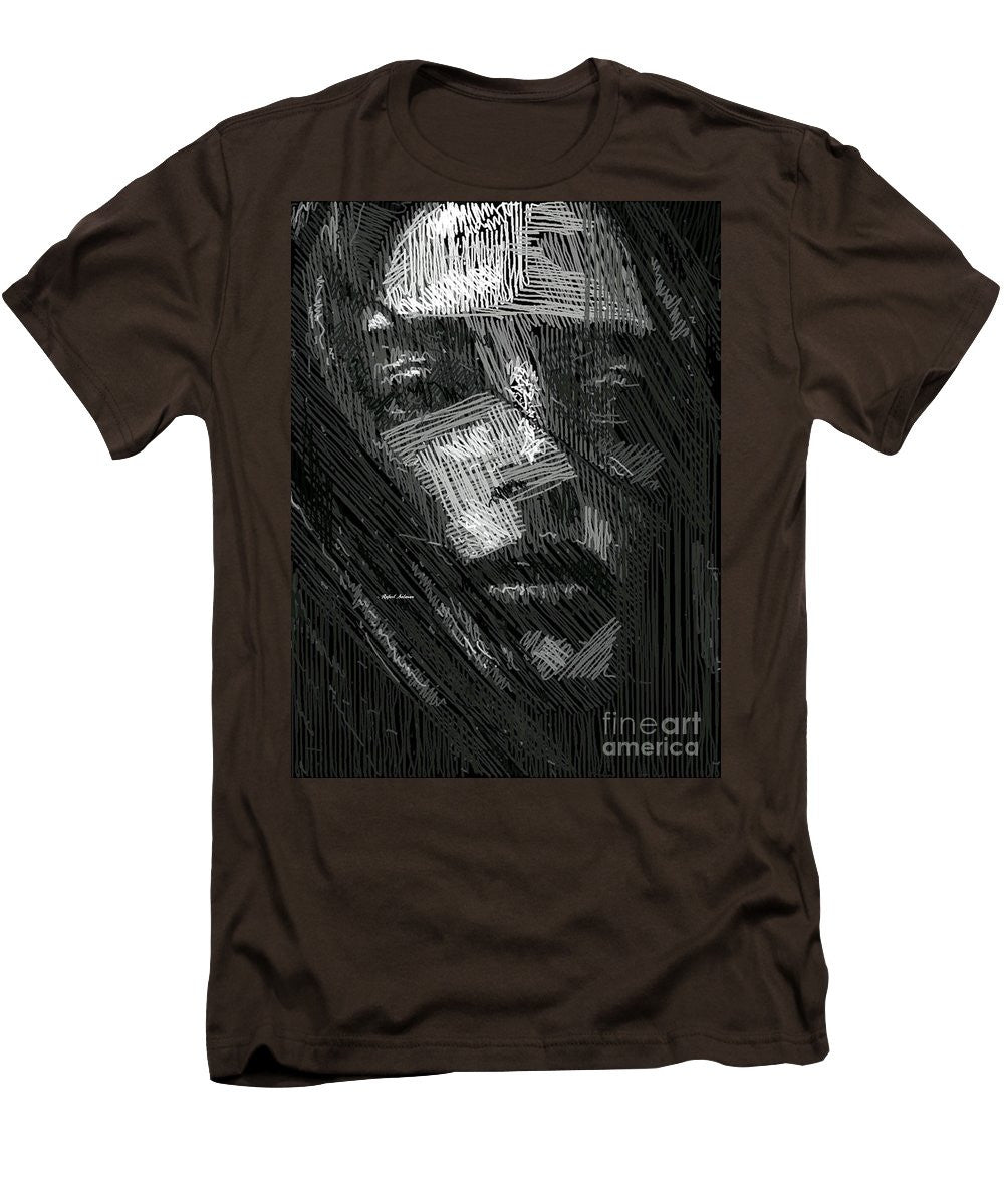 T-shirt pour homme (coupe ajustée) - Portrait en studio au crayon 38