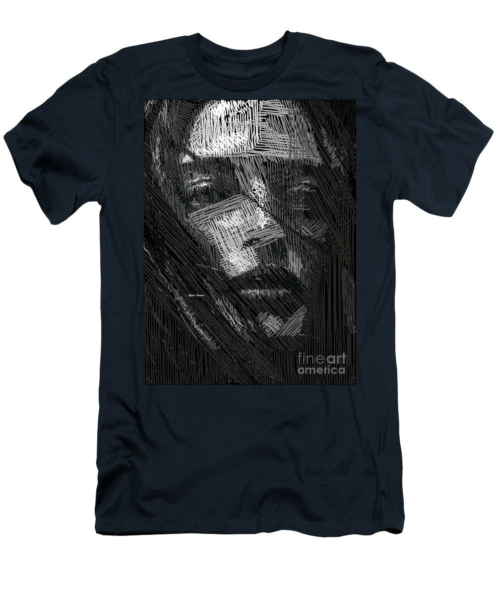 T-shirt pour homme (coupe ajustée) - Portrait en studio au crayon 38