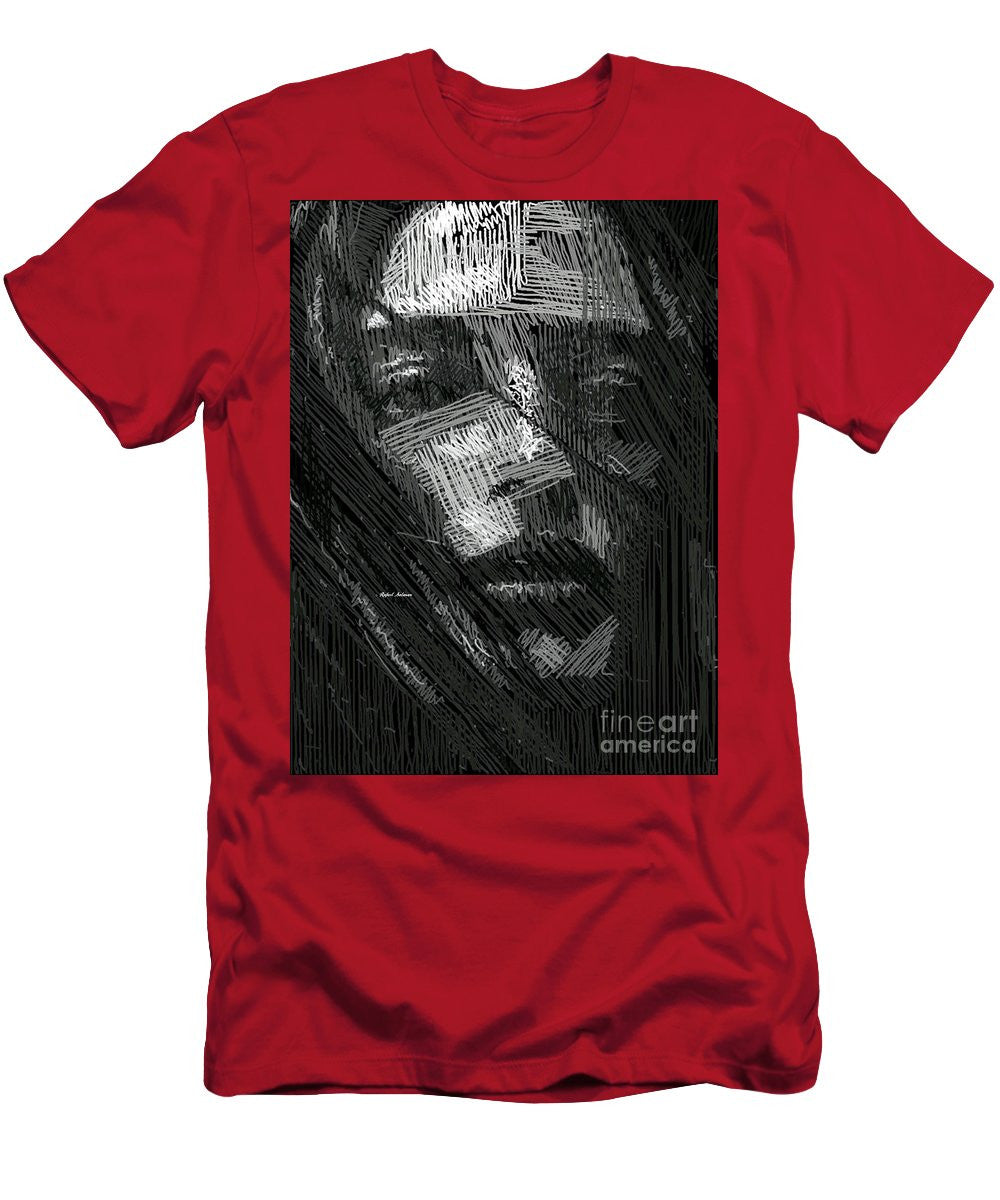 T-shirt pour homme (coupe ajustée) - Portrait en studio au crayon 38