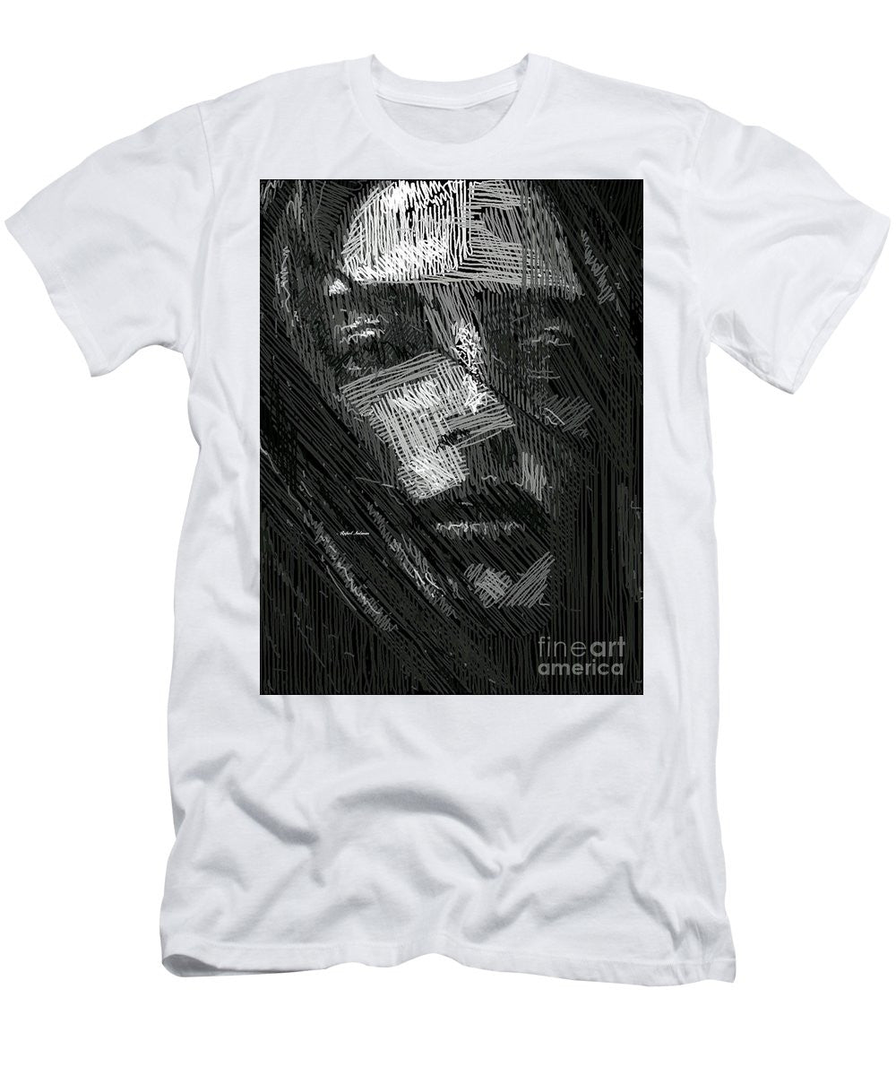 T-shirt pour homme (coupe ajustée) - Portrait en studio au crayon 38