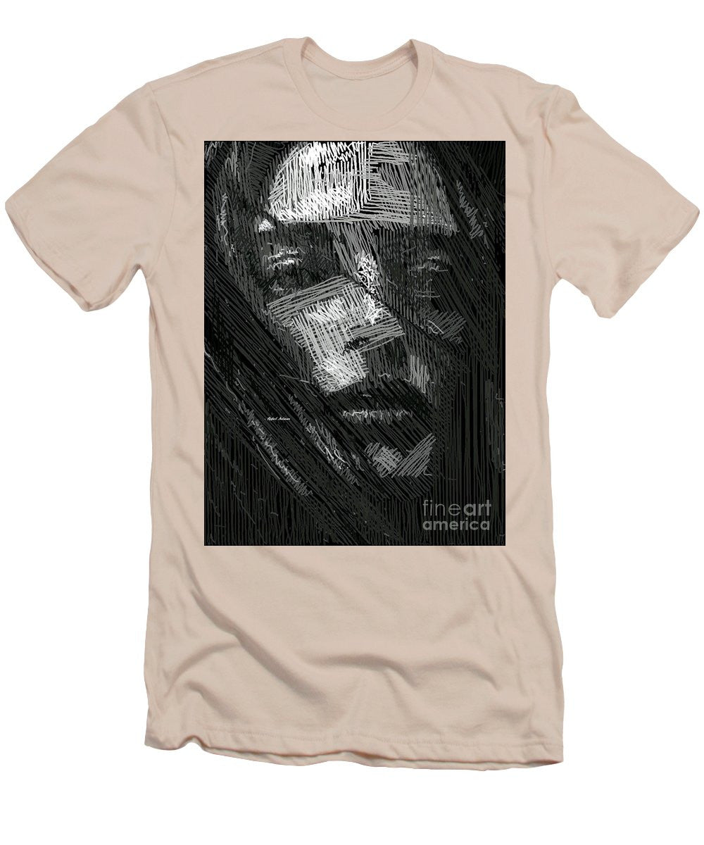 T-shirt pour homme (coupe ajustée) - Portrait en studio au crayon 38