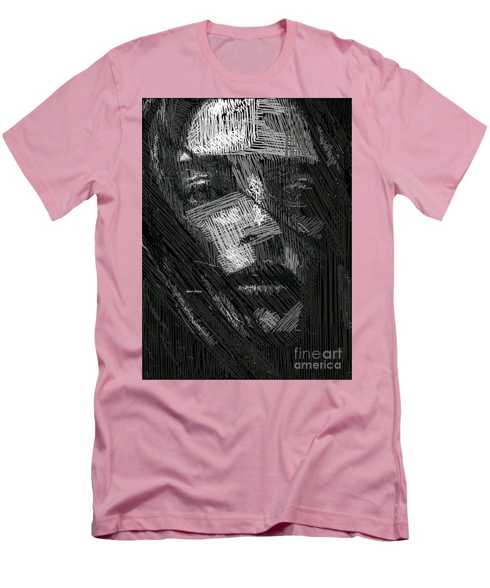 T-shirt pour homme (coupe ajustée) - Portrait en studio au crayon 38