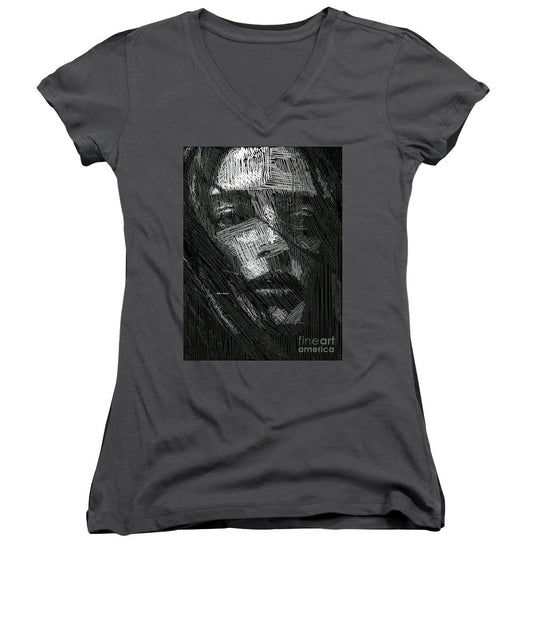 Women's V-Neck T-Shirt (Junior Cut) - Studio Portrait In Pencil 38