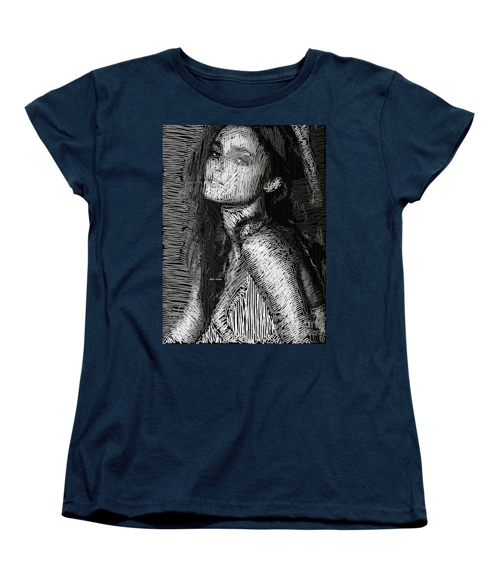 T-shirt femme (coupe standard) - Portrait en studio au crayon 39