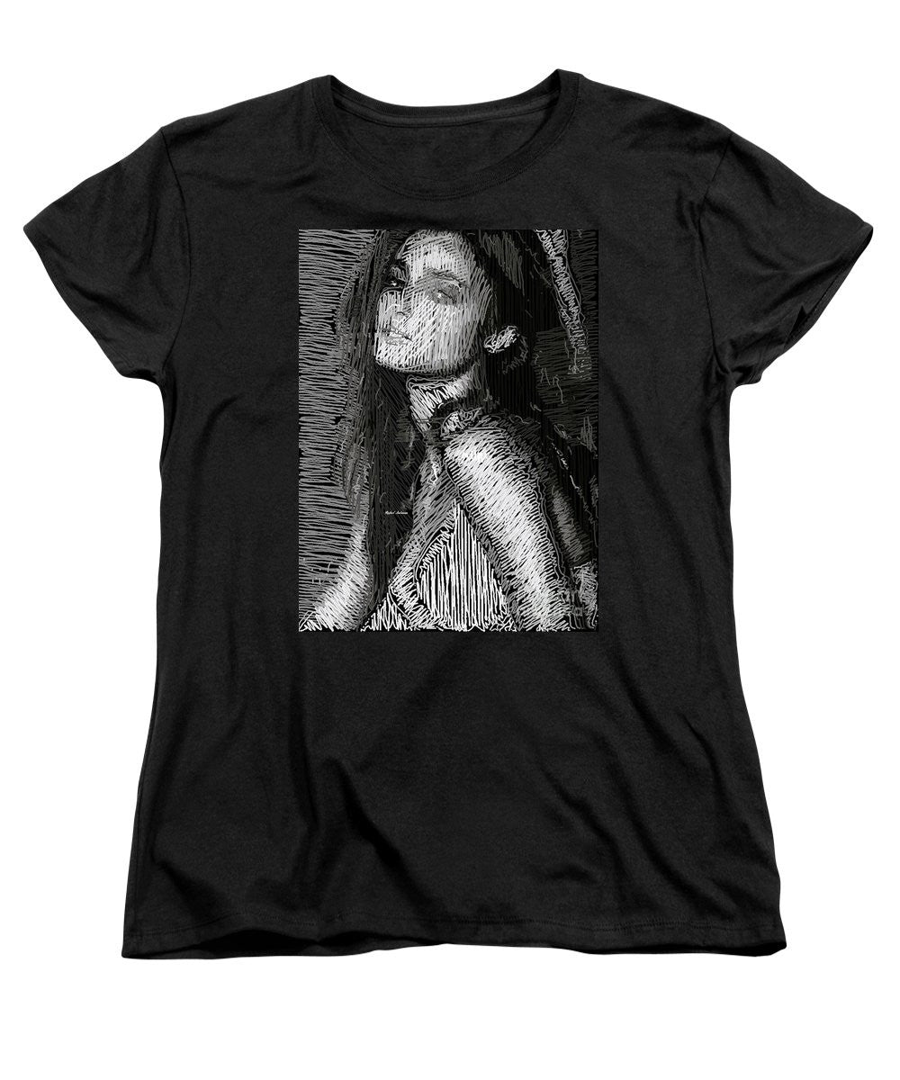 T-shirt femme (coupe standard) - Portrait en studio au crayon 39