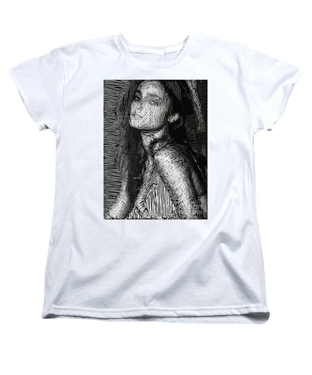 T-shirt femme (coupe standard) - Portrait en studio au crayon 39