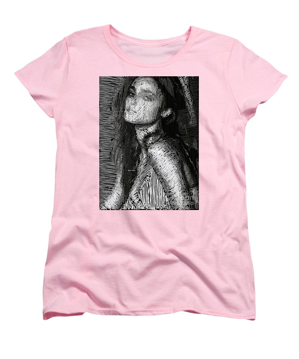 T-shirt femme (coupe standard) - Portrait en studio au crayon 39