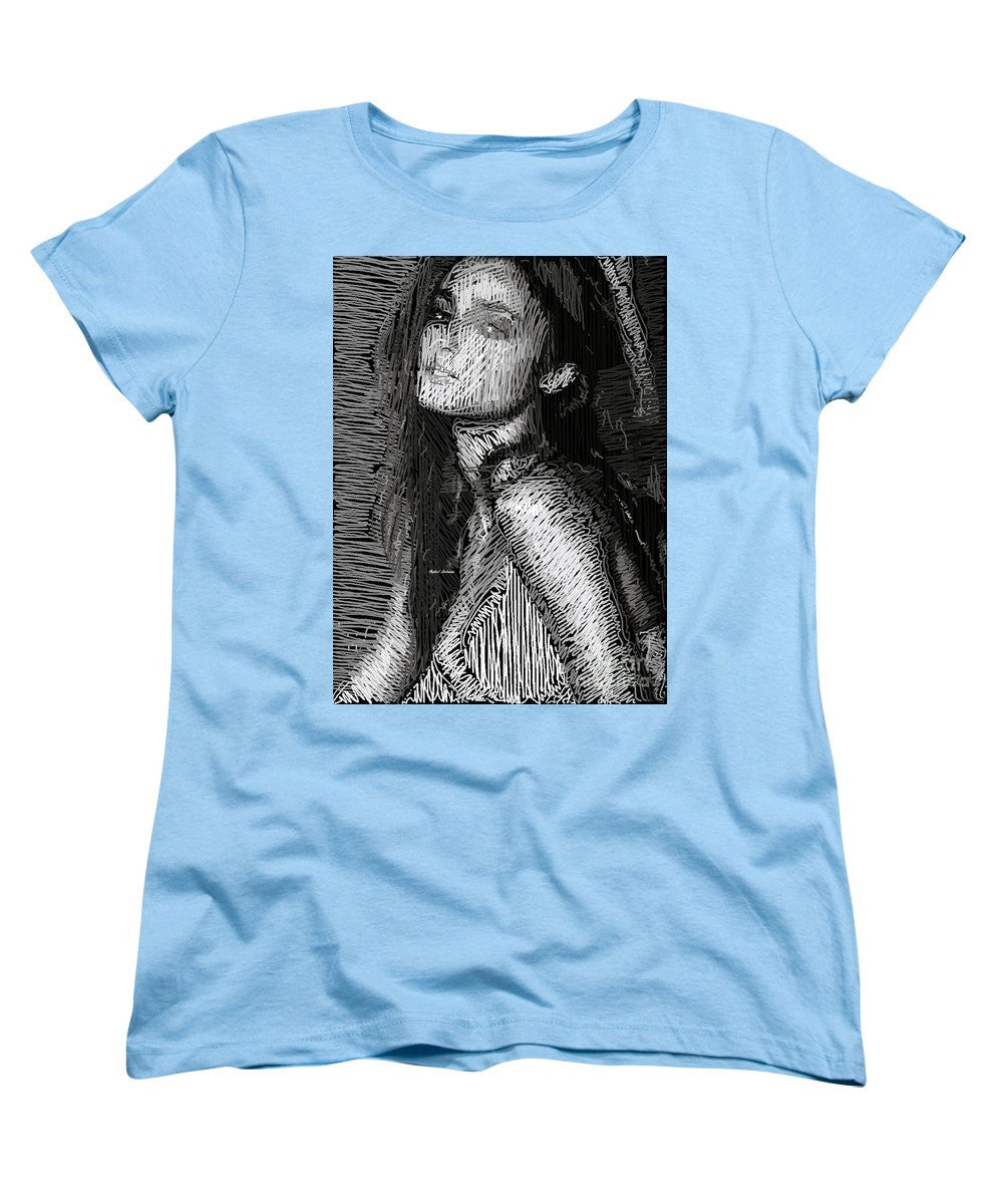 T-shirt femme (coupe standard) - Portrait en studio au crayon 39