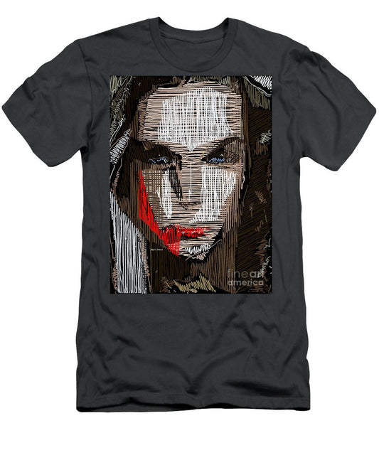 T-shirt pour homme (coupe ajustée) - Portrait en studio au crayon 41