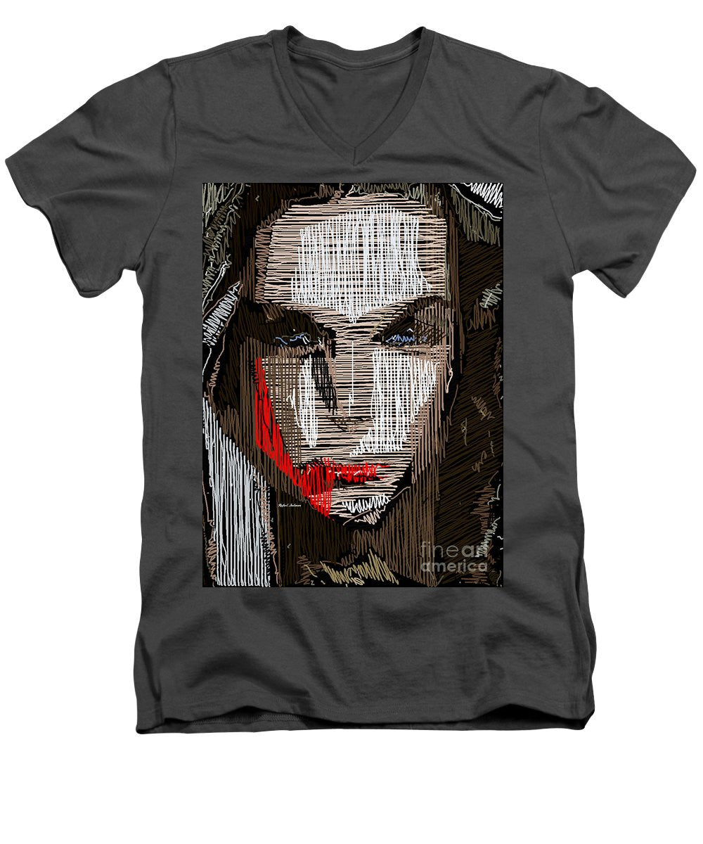 Men's V-Neck T-Shirt - Studio Portrait In Pencil 41