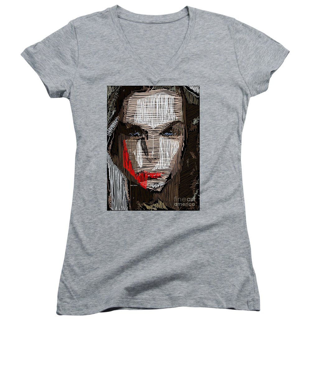 Women's V-Neck T-Shirt (Junior Cut) - Studio Portrait In Pencil 41