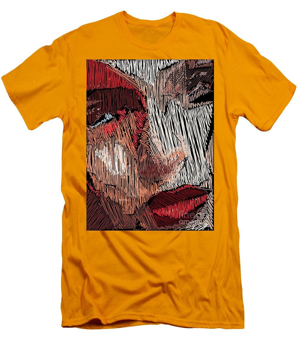 T-shirt pour homme (coupe ajustée) - Portrait en studio au crayon 42