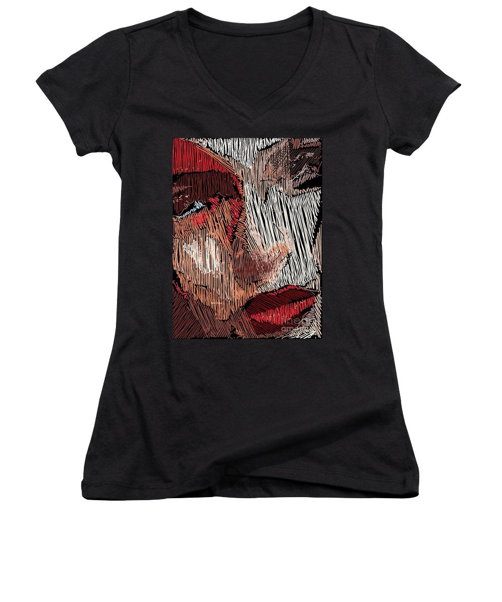 Women's V-Neck T-Shirt (Junior Cut) - Studio Portrait In Pencil 42