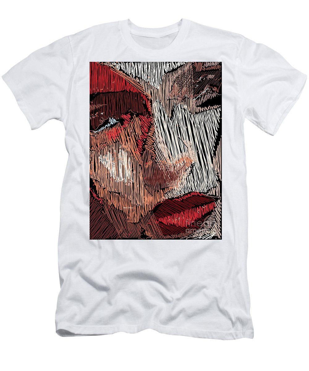 T-shirt pour homme (coupe ajustée) - Portrait en studio au crayon 42