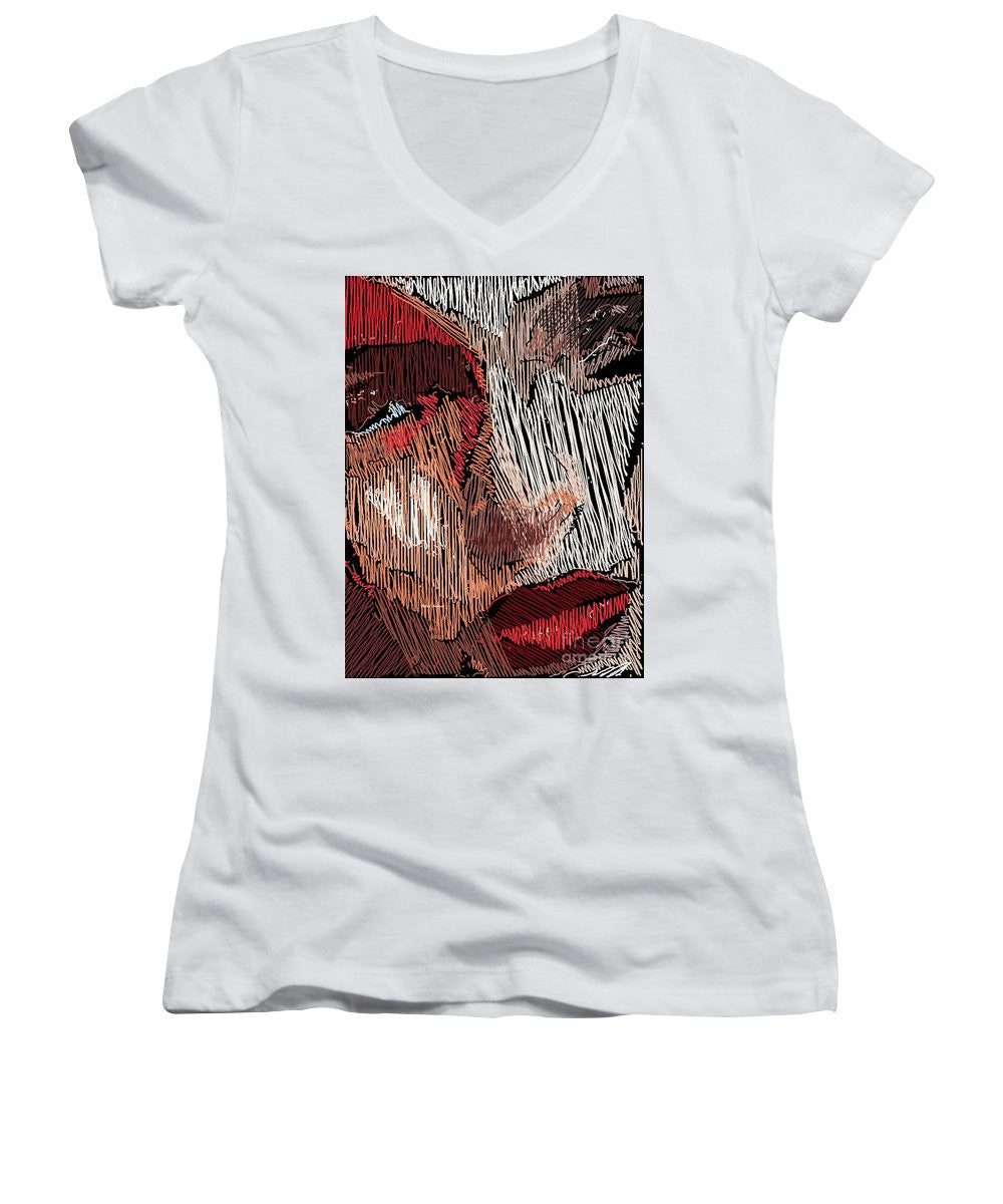 Women's V-Neck T-Shirt (Junior Cut) - Studio Portrait In Pencil 42