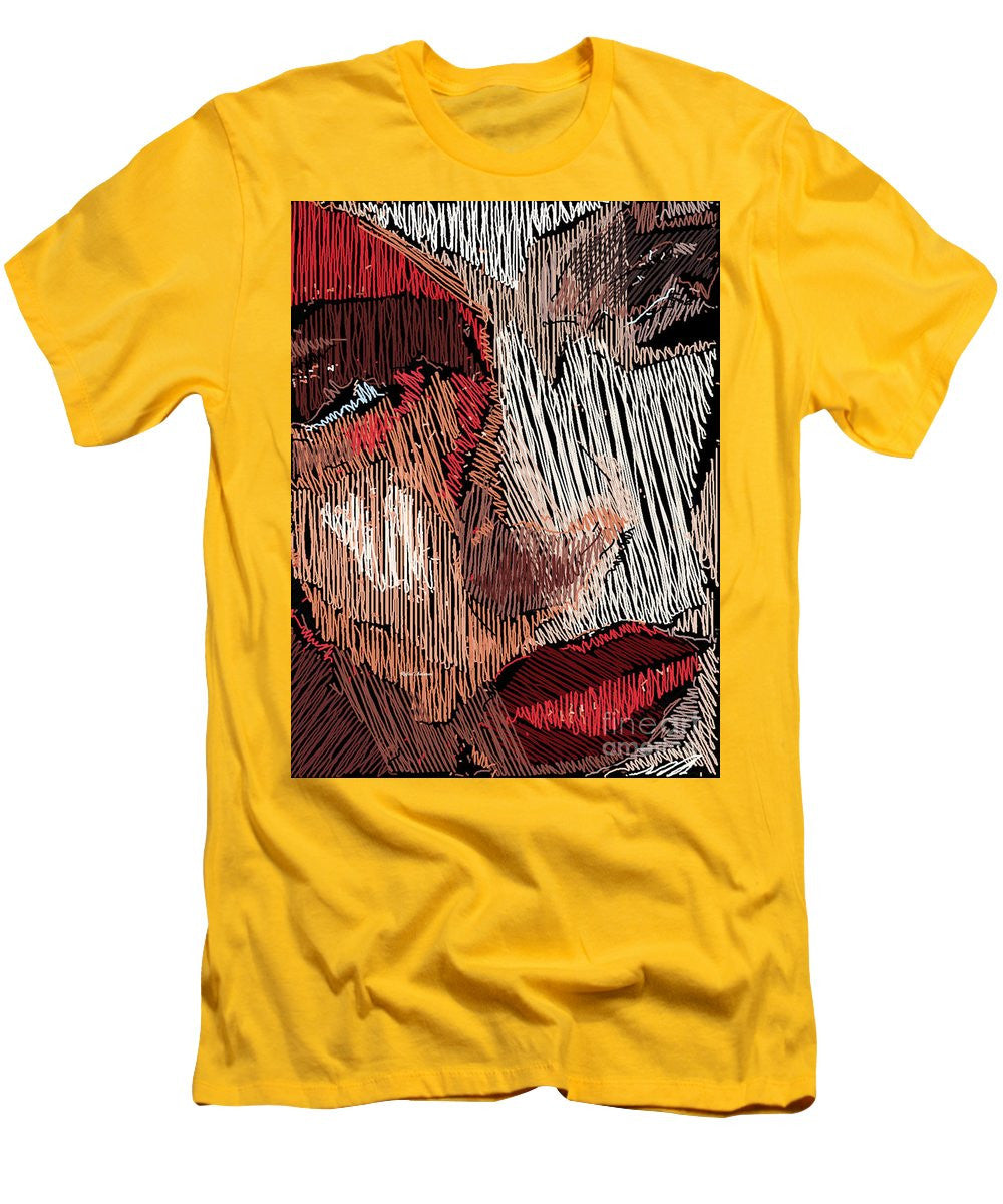 T-shirt pour homme (coupe ajustée) - Portrait en studio au crayon 42