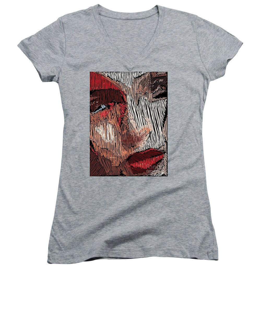 Women's V-Neck T-Shirt (Junior Cut) - Studio Portrait In Pencil 42